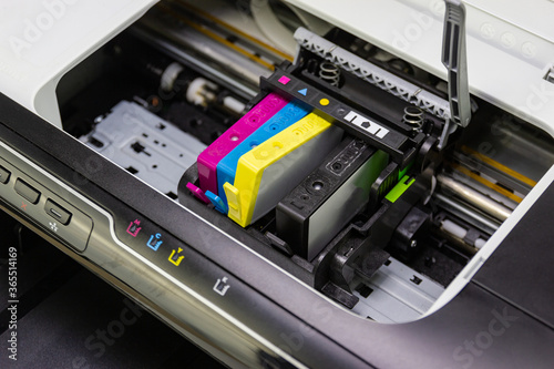 An ink cartridge or inkjet cartridge is a component of an inkjet printer that contains the ink four color