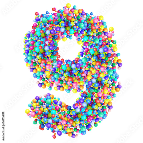 Numbers from Group of Multicolor Balls. Number 9