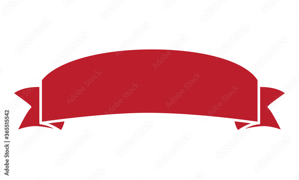 Red ribbon banner isolated on white background. Trendy red ribbon ...