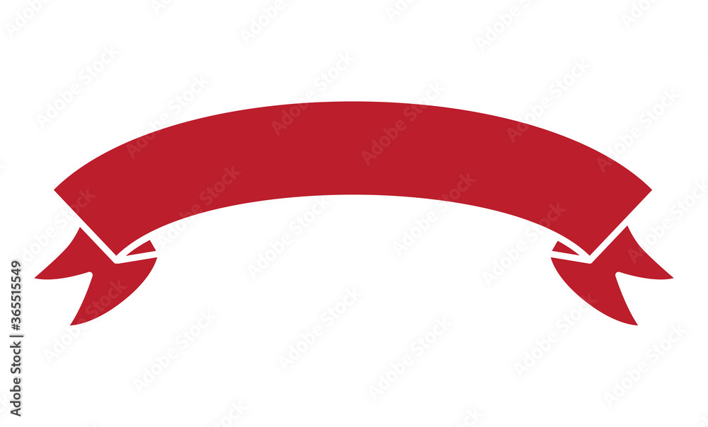 Red ribbon banner isolated on white background. Trendy red ribbon ...