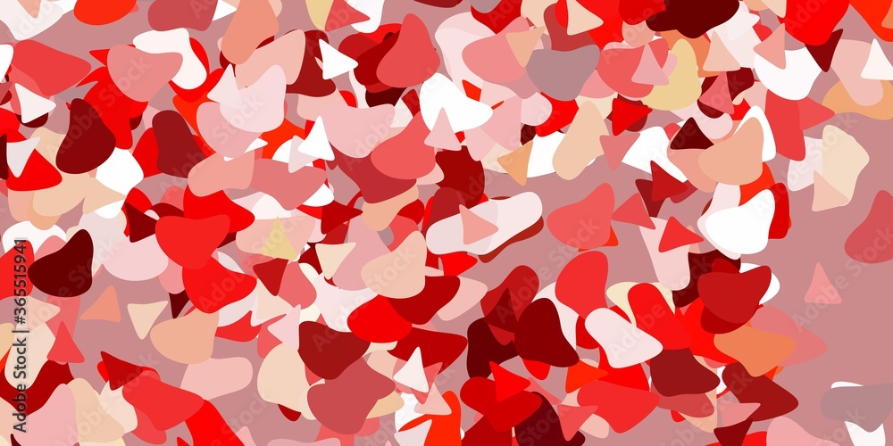 Light red, yellow vector pattern with abstract shapes.