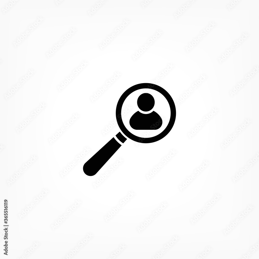 Magnifier with a man vector icon , lorem ipsum Flat design Magnifier with a man vector icon , lorem ipsum Flat design