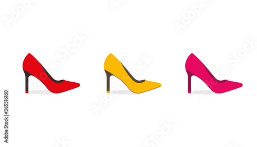 Women high heel shoes. Multicolored woman shoe vector illustration