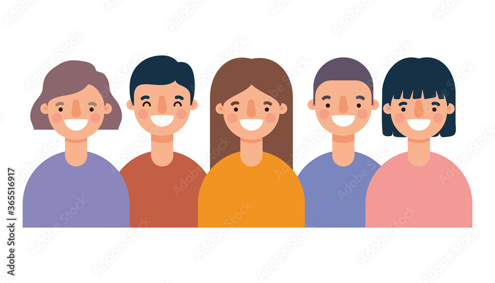 Women and men avatars cartoons smiling design, Person people and human theme Vector illustration Women and men avatars cartoons smiling design, Person people and human theme Vector illustration