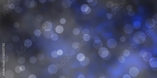 Dark BLUE vector background with bubbles. Glitter abstract illustration with colorful drops. Pattern for wallpapers, curtains.