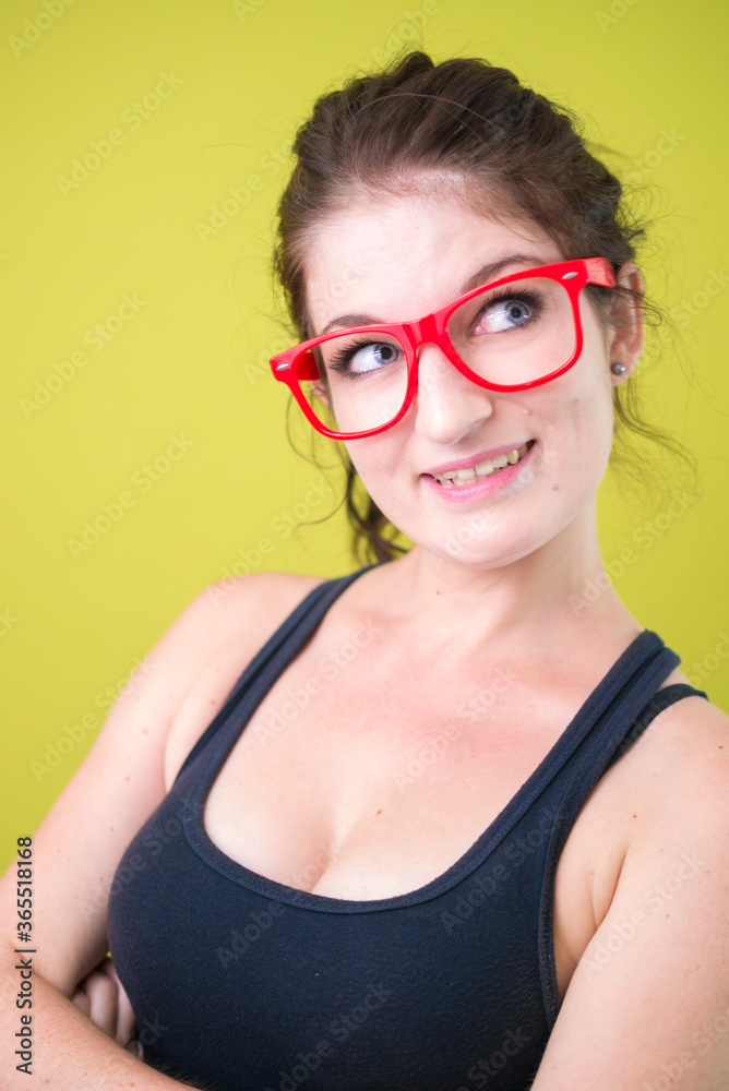 Portrait of young beautiful woman with brown hair Portrait of young beautiful woman with brown hair