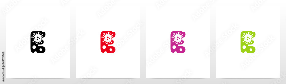 Corona Virus On Letter Logo Design E Corona Virus On Letter Logo Design E