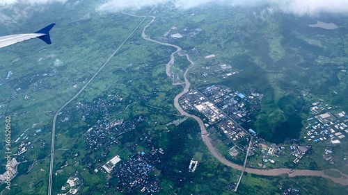 Aerial view of the Mithi river running across Maharashtra