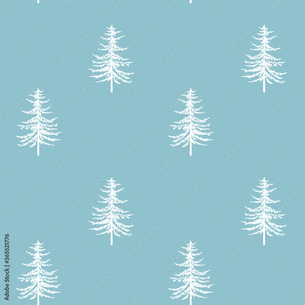 Christmas tree seamless pattern. Noel watercolor print, New year winter holiday decoration, blue christmas background with firs and white snow, wallpaper, wrapping paper design Christmas tree seamless pattern. Noel watercolor print, New year winter holiday decoration, blue christmas background with firs and white snow, wallpaper, wrapping paper design