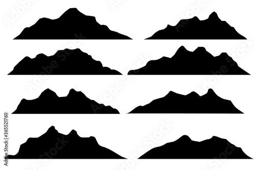 Silhouettes of mountains on a white background