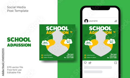 Back to School Admission Promotion Social Media Instagram Post banner template