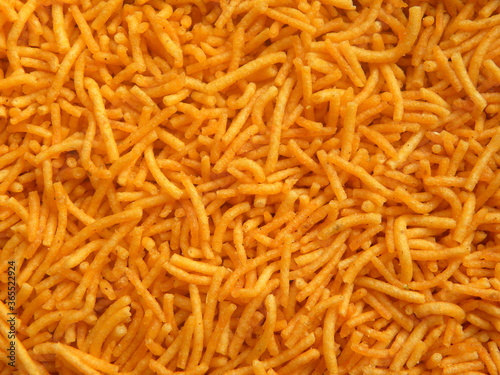 Orange color Sev Indian fried snack