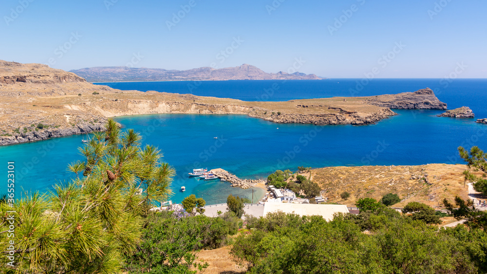 Beautiful Bay of Lindos on Rhodes island, Greece