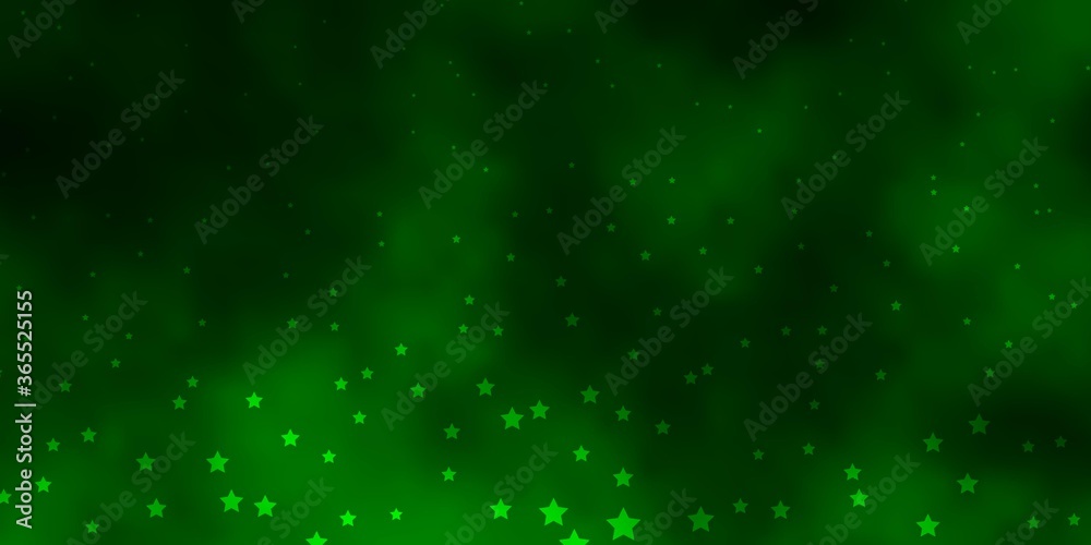 Dark Green vector layout with bright stars. Decorative illustration with stars on abstract template. Pattern for websites, landing pages.