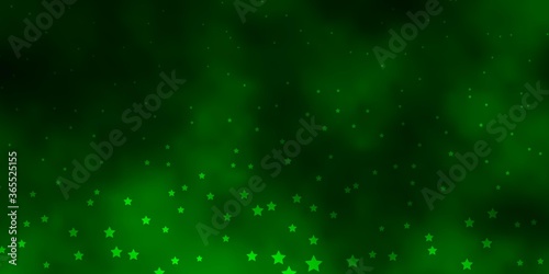 Dark Green vector layout with bright stars. Decorative illustration with stars on abstract template. Pattern for websites, landing pages.