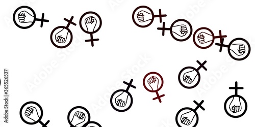 Light Red vector pattern with feminism elements.