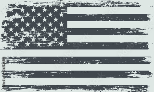 Grunge black and white American flag 