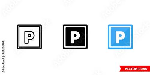 Parking icon of 3 types. Isolated vector sign symbol. © Dsgnteam