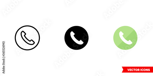 Phone icon of 3 types. Isolated vector sign symbol.