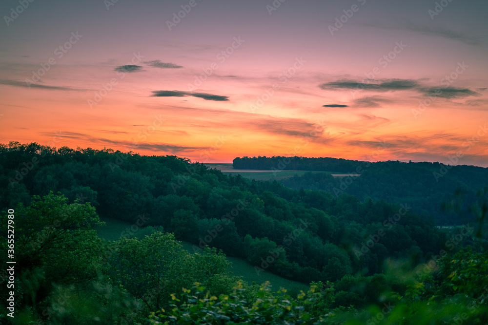 Sunset view in the forest from Germany