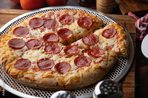 pepperoni pizza with melting cheese