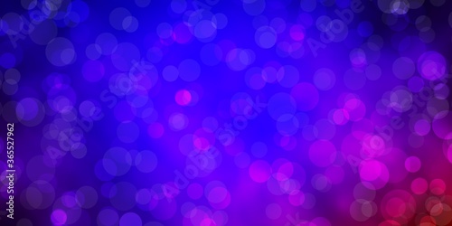 Dark Blue, Red vector background with circles. Glitter abstract illustration with colorful drops. Design for posters, banners.