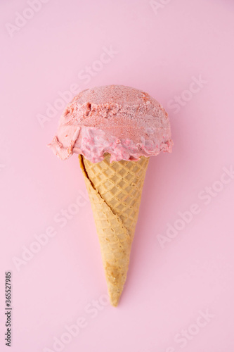 strawberry ice cream on colorful background