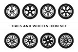Set of tires and wheels icon vector