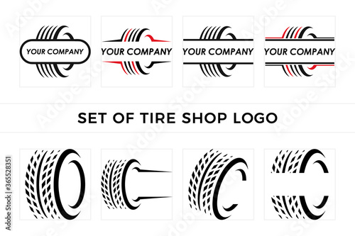 Set of tire shop logo vector