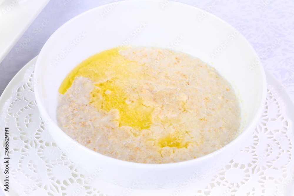 Oatmeal with butter for breakfast Oatmeal with butter for breakfast