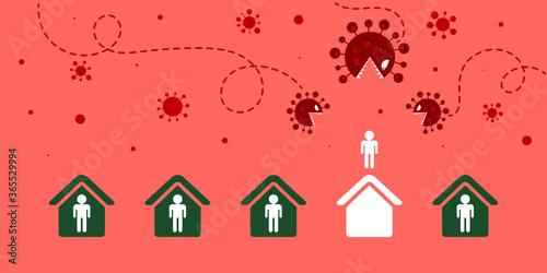 Vector COVID-19 virus be different unique danger concept flat infographic. Person outside the home are not protected prevent because of the coronavirus epidemic outbreak. Not detained self at home.