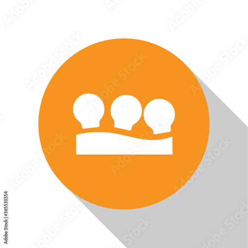 White Vacuum cans icon isolated on white background. Massage jars for face and body. Medical anticellulite cups. Orange circle button. Vector.