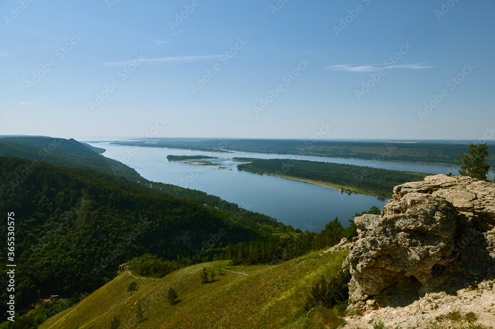 View of the Volga river from the Zhiguli mountains.