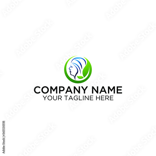 Woman Nature Vector Logo Template. This is a silhouette of a woman head that incorporate with a leaf. This image could be a beauty salon logo or natural spa or other woman activity symbol.