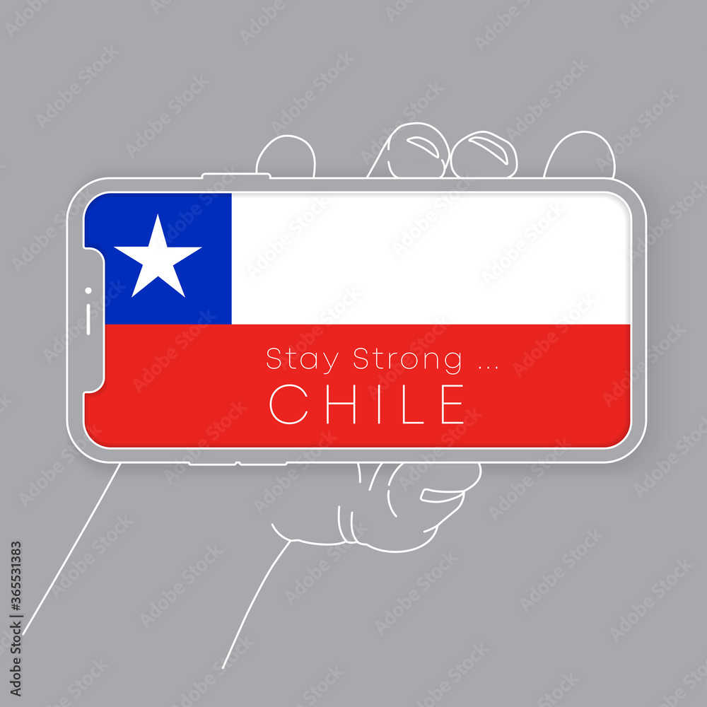Hand holding smartphone with national flag and encouraging message : Vector Illustration Hand holding smartphone with national flag and encouraging message : Vector Illustration