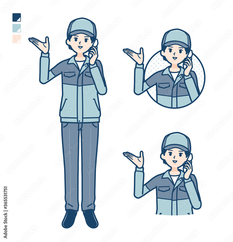 simple delivery man_smartphone-call simple delivery man_smartphone-call