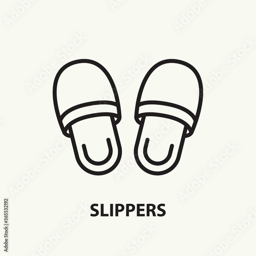 Slippers flat line icon. Vector illustration.