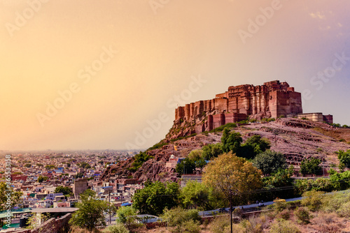 Mehrangarh Fort built around year 1460 by King Rao Jodha is one of the largest forts in India.It is enclosed by imposing thick walls located 410 feet above the city in Jodhpur, Rajasthan.