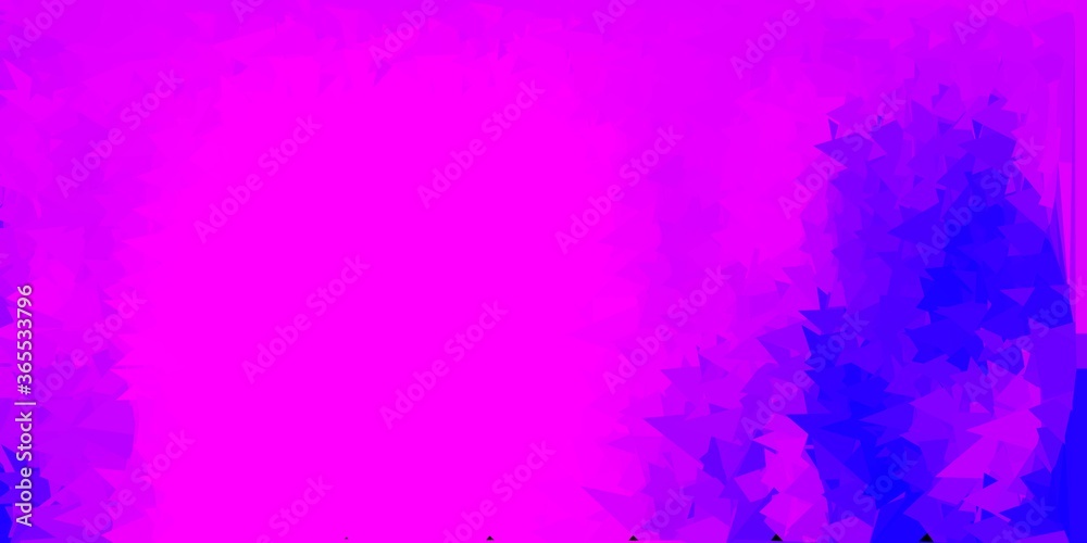 Light purple, pink vector triangle mosaic template.