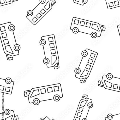 Bus icon in flat style. Coach vector illustration on white isolated background. Autobus vehicle seamless pattern business concept.