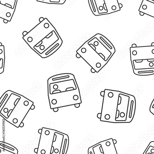 Bus icon in flat style. Coach vector illustration on white isolated background. Autobus vehicle seamless pattern business concept.