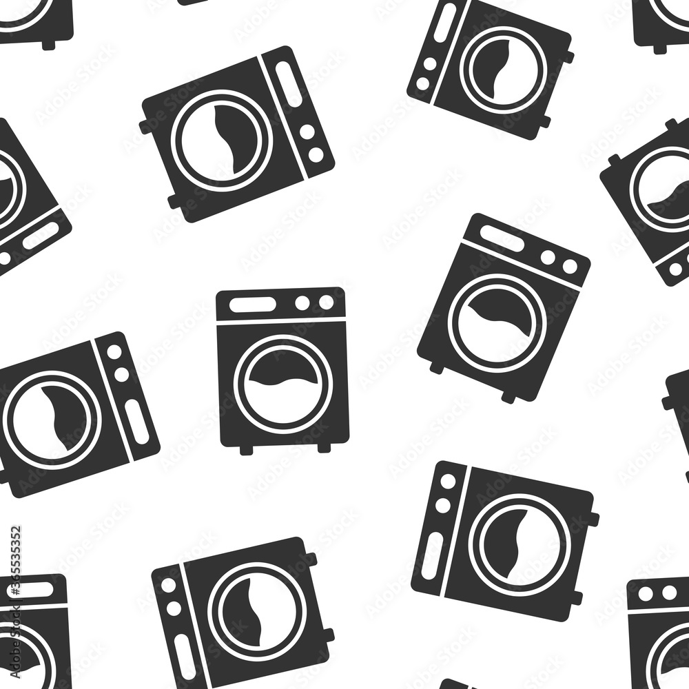 Washing machine icon in flat style. Washer vector illustration on white isolated background. Laundry seamless pattern business concept. Washing machine icon in flat style. Washer vector illustration on white isolated background. Laundry seamless pattern business concept.