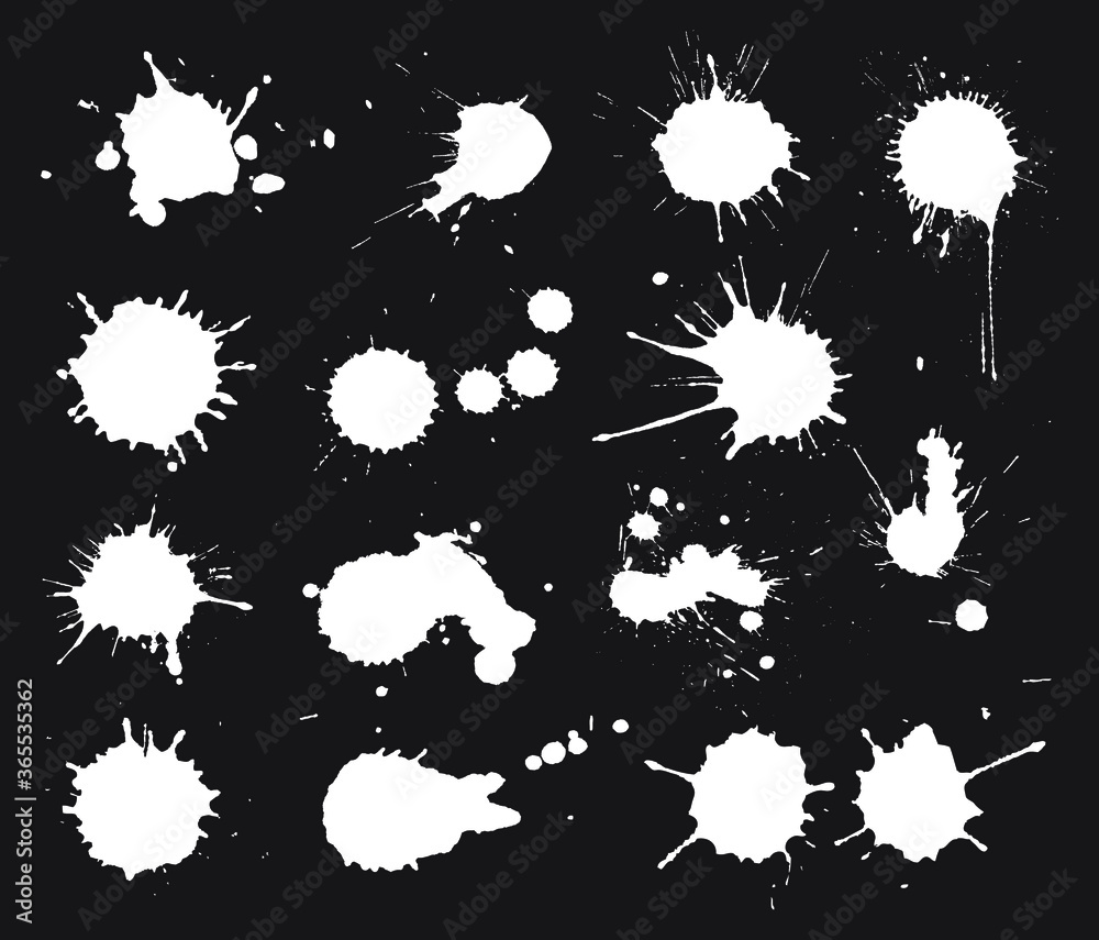 Set of white ink splashes. Set of white ink splashes.