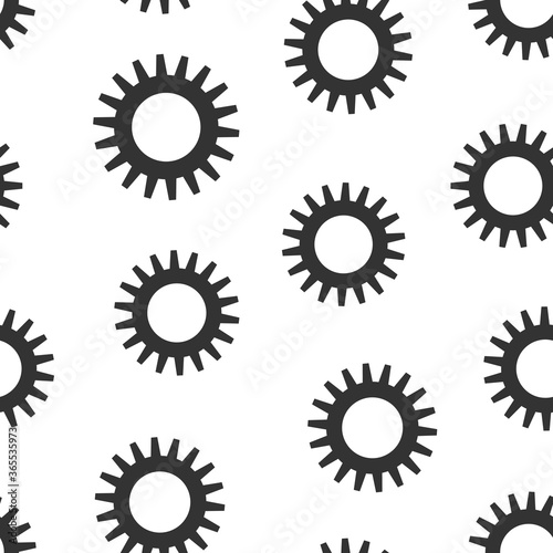 Gear vector icon in flat style. Cog wheel illustration on white isolated background. Gearwheel cogwheel seamless pattern business concept.