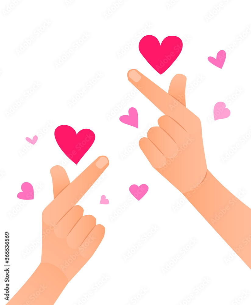Korean Gesture Of Love And Frienship Neon Light Sign Vector Illustration  Illuminated Symbol Hand With Heart On Very Peri Color Background Stock  Illustration - Download Image Now - iStock