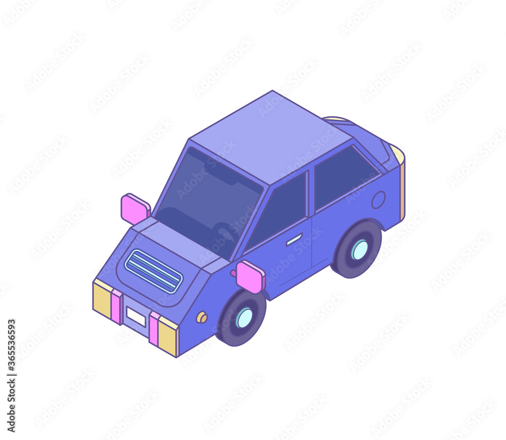 Fotografie Purple car in isometric style, vector illustration.