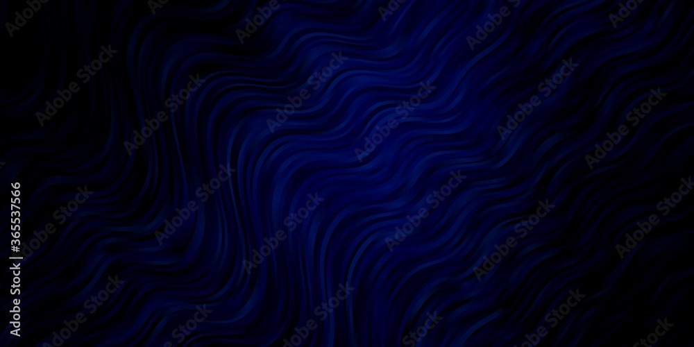 Dark BLUE vector template with curved lines. Illustration in halftone style with gradient curves. Design for your business promotion.