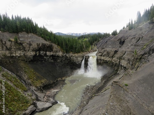 A view of the waterfall at Ram Falls, in Ram Falls Provincial Park, Alberta, Canada