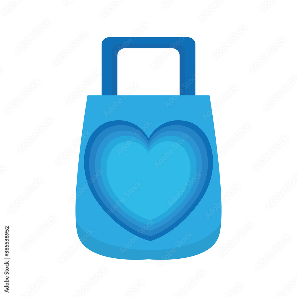 Blue shopping bag icon. Heart icon - Vector Blue shopping bag icon. Heart icon - Vector