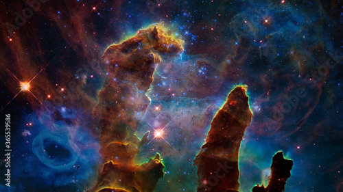 Fototapeta Naklejka Na Ścianę i Meble -  Blue space nebula. Elements of this image furnished by NASA